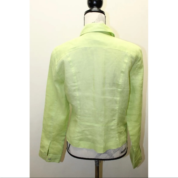 Allison Taylor Apple Green 100% Linen Large Long Sleeve Mother Of Pearl Buttons - Picture 8 of 12